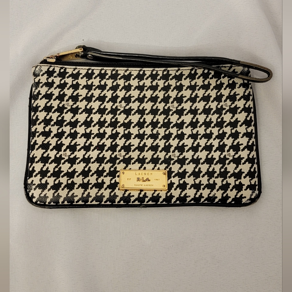 Lauren Ralph Lauren Black & White Houndstooth Wristlet